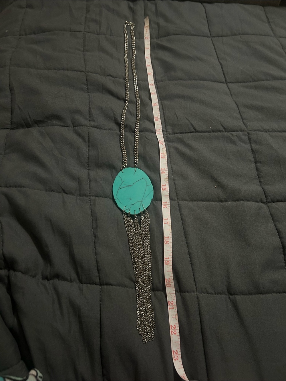 Turquoise Stone Pendant Tassel Necklace - Women Jewelry